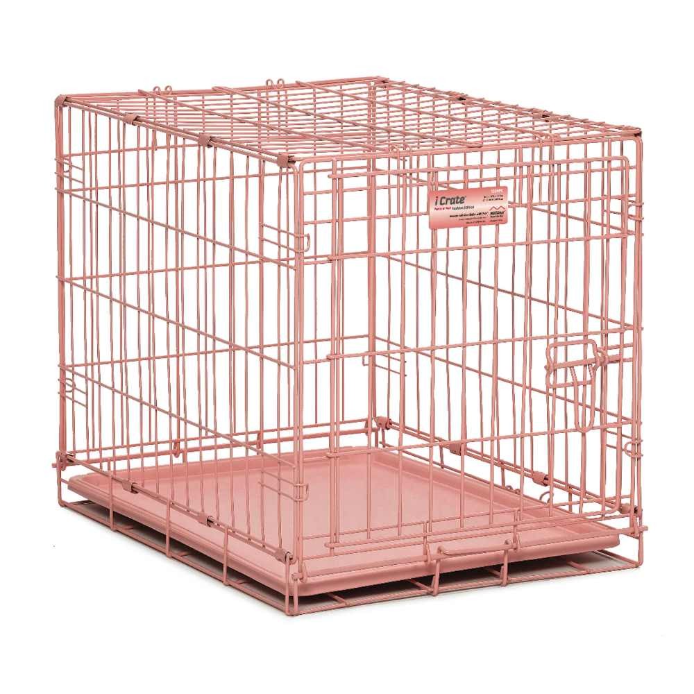 Midwest iCrate Single Door Dog Crate Pink 24" x 18" x 19" - 1524