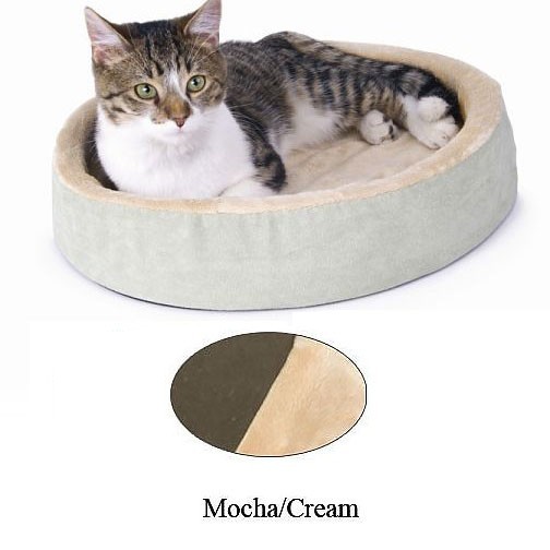 K&H Pet Products Thermo-Kitty Cuddle Up Mocha 16" x 16" x 3" - K